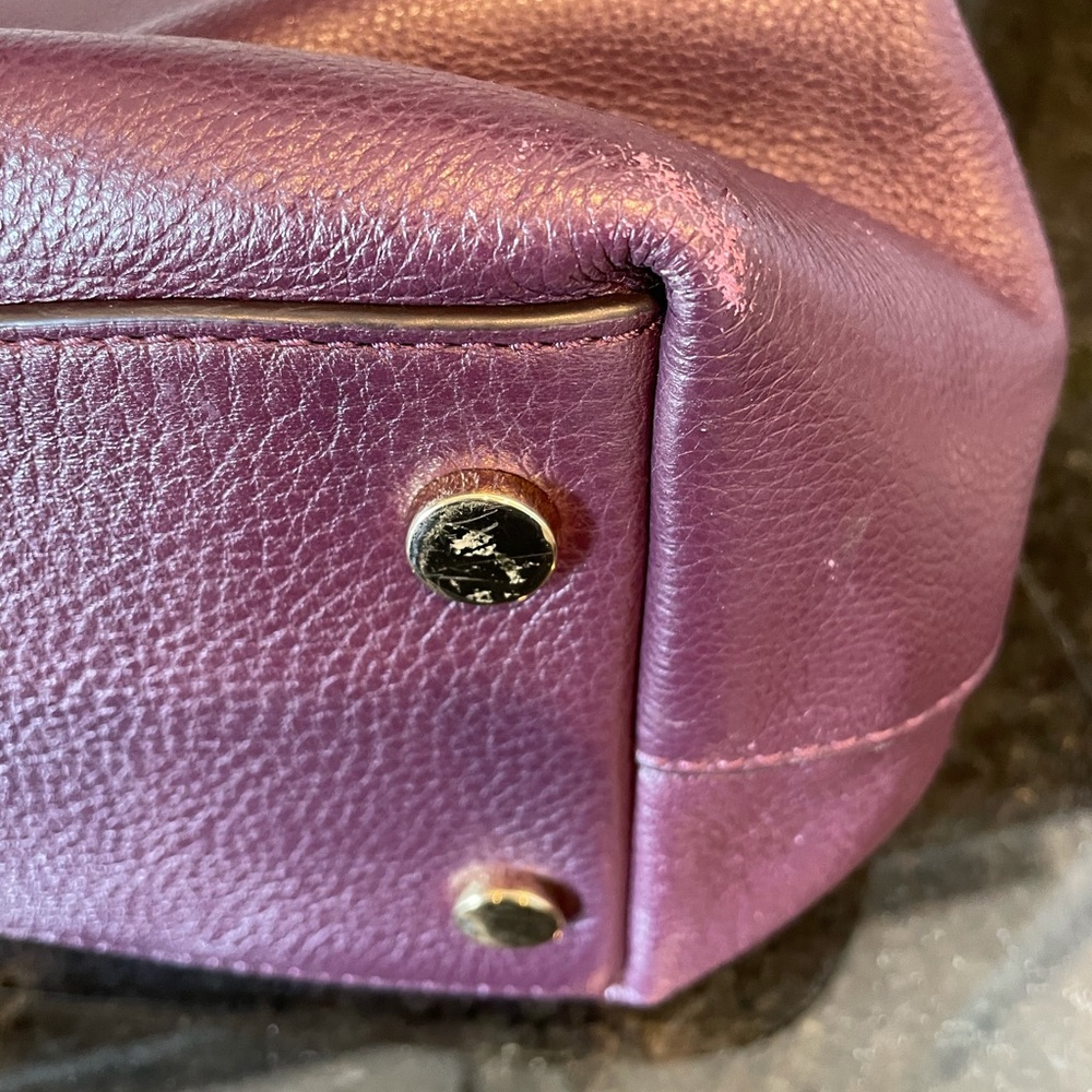 Michael Kors Leather Shoulder Bag in Burgundy with Gold Hardware - Picture 9 of 10